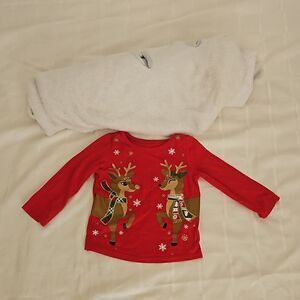 Holiday Time Baby Girl Bundle Pack Christmas Sweater And Blanket 12 Months Red